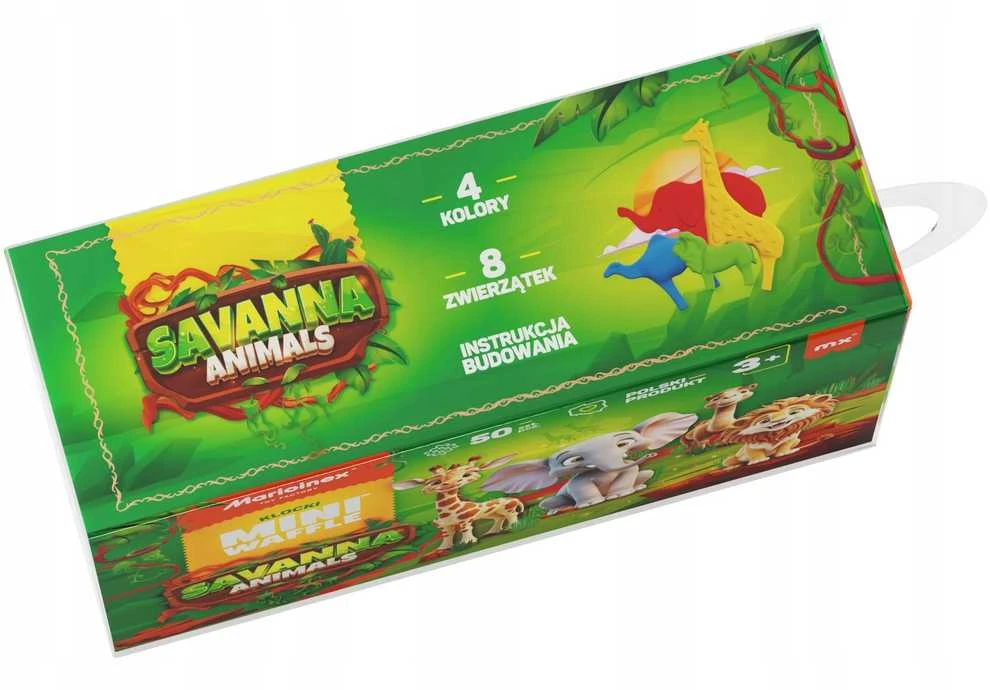 Marioinex Mini vaflių kaladėlės - gyvūnai savana 50 vnt.