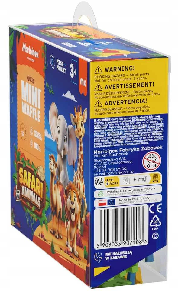 Marioinex Mini Waffle 300 lankstūs konstruktoriaus kaladėlių rinkinys vaikams nuo 2 metų, skatina kūrybiškumą, spalvotas