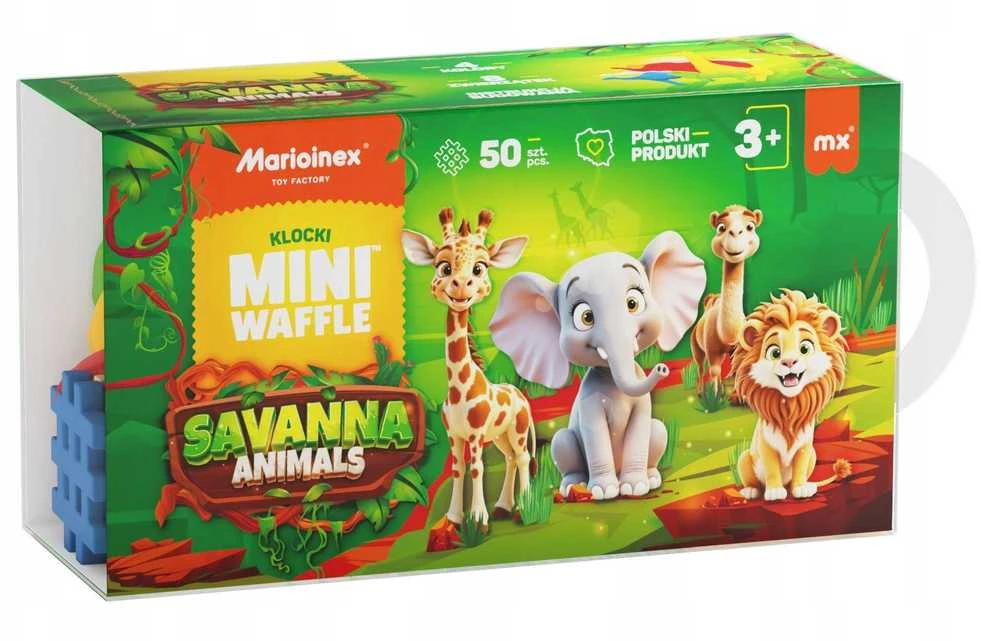 Marioinex Mini vaflių kaladėlės - gyvūnai savana 50 vnt.