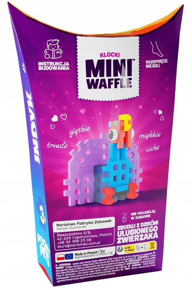 Marioinex Mini Waffle konstruktoriaus kaladėlės Pocket Pets: Kalakutas, 25 vnt.