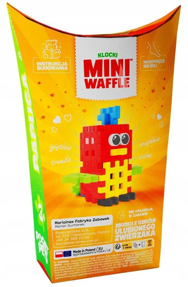 Marioinex Mini Waffle Pocket Pets Papūga kūrybinis kaladėlių rinkinys vaikams ZA6663