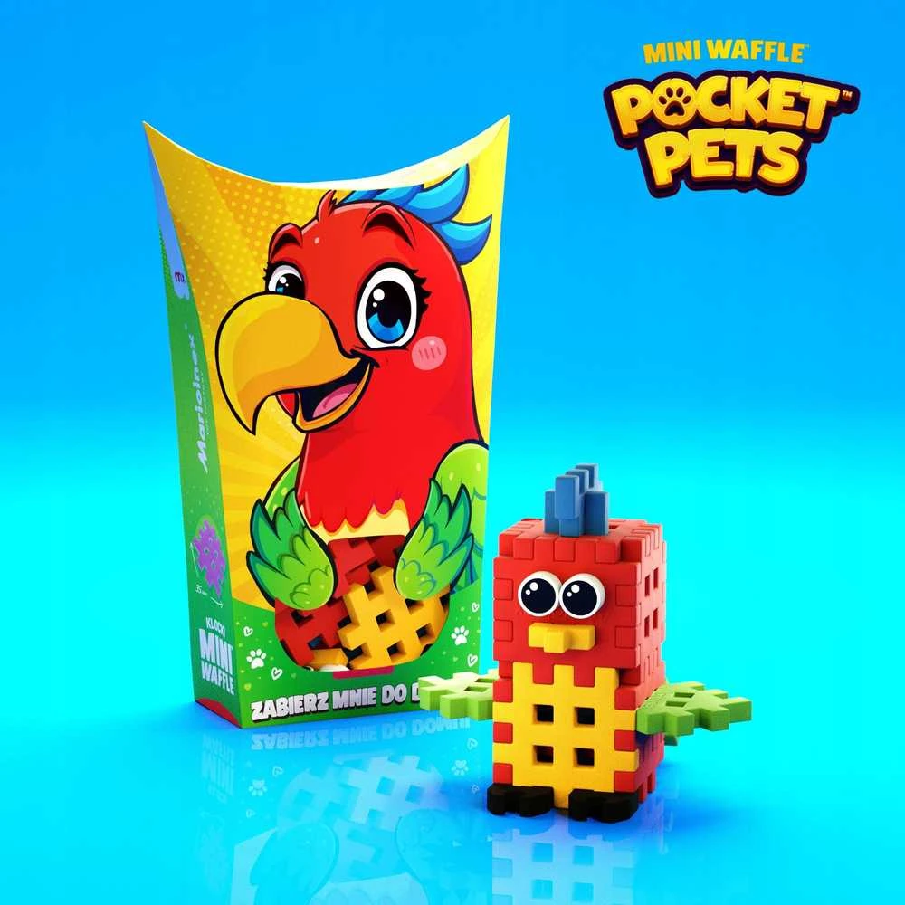 Marioinex Mini Waffle Pocket Pets Papūga kūrybinis kaladėlių rinkinys vaikams ZA6663