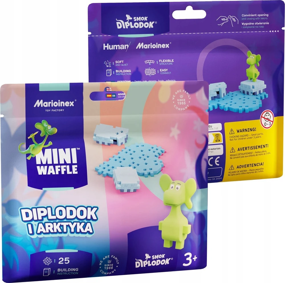 Marioinex Diplodocus Dragon ir Arctic Mini Waffle 25 Vnt + ZA5 pav