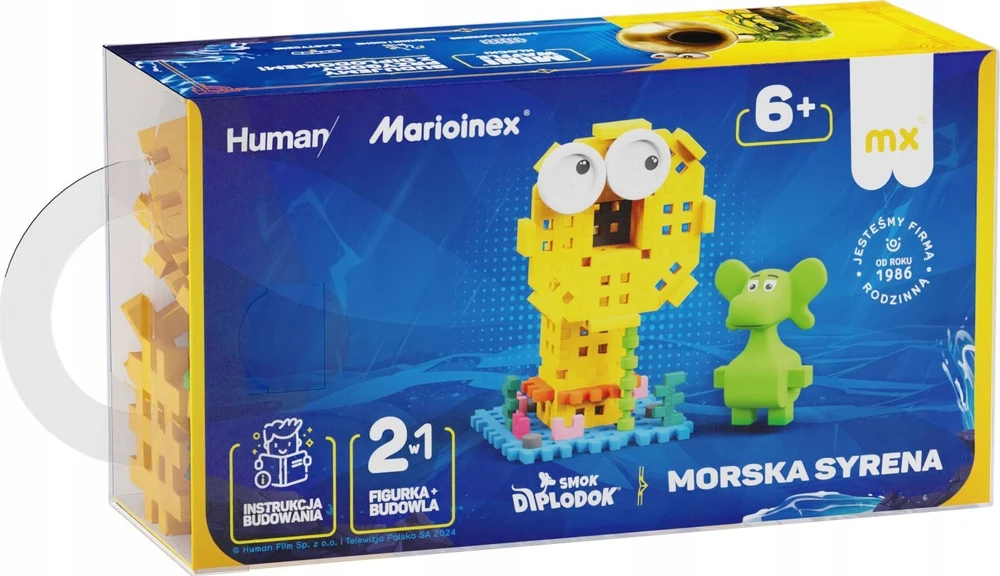 Marioinex Diplodocus ir Sea Mermaid kaladėlės 60 vnt Mini vaflių figūrėlė ZA5500