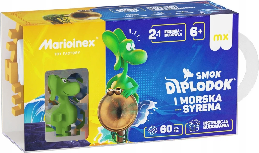 Marioinex Diplodocus ir Sea Mermaid kaladėlės 60 vnt Mini vaflių figūrėlė ZA5500