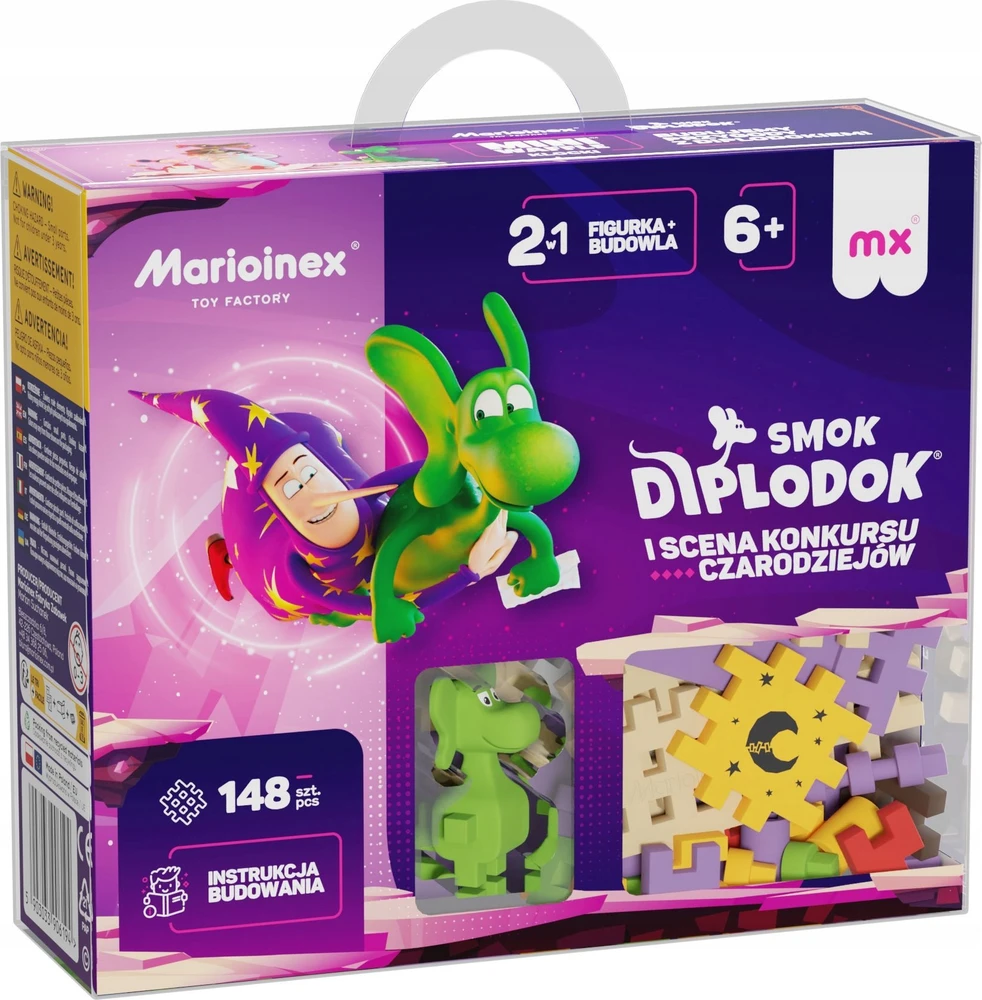 Marioinex Dragon Diplodocus ir Scene Mini vaflių kaladėlės 148vnt + figūrėlė ZA5502