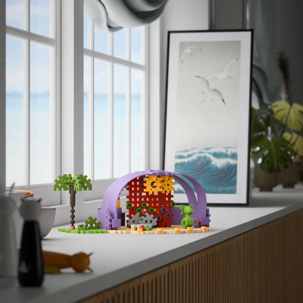 Marioinex Dragon Diplodocus ir Scene Mini vaflių kaladėlės 148vnt + figūrėlė ZA5502