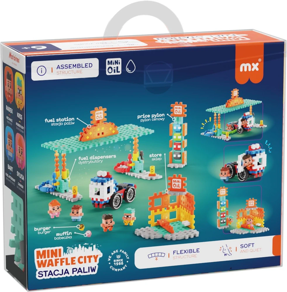 MARIOINEX Mini Waffle City statybiniai kaladėlės degalinė, 148 detalės