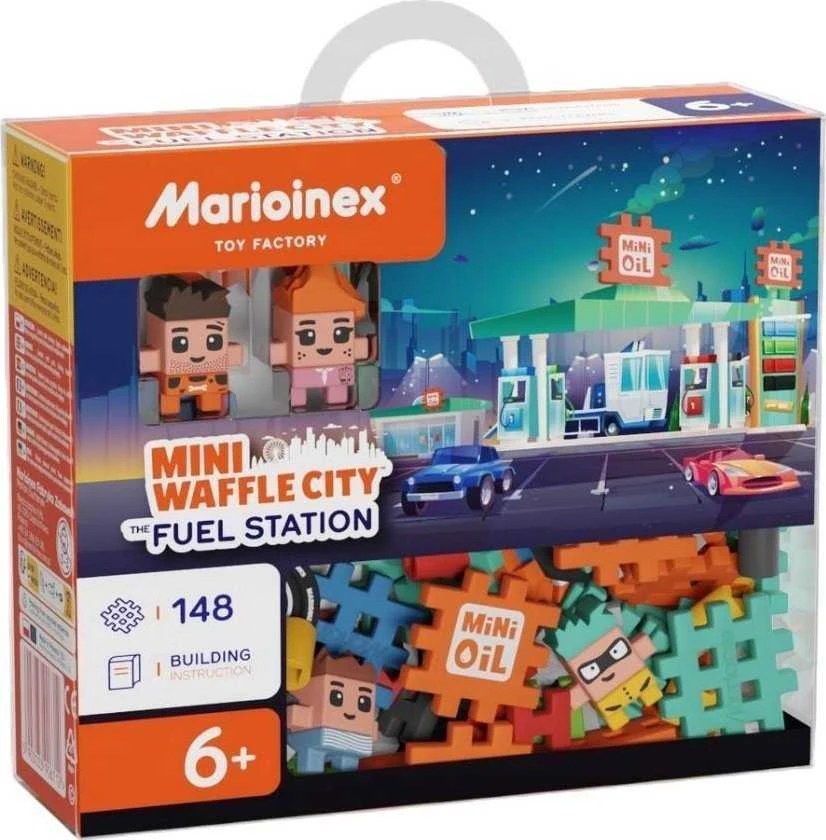MARIOINEX Mini Waffle City statybiniai kaladėlės degalinė, 148 detalės