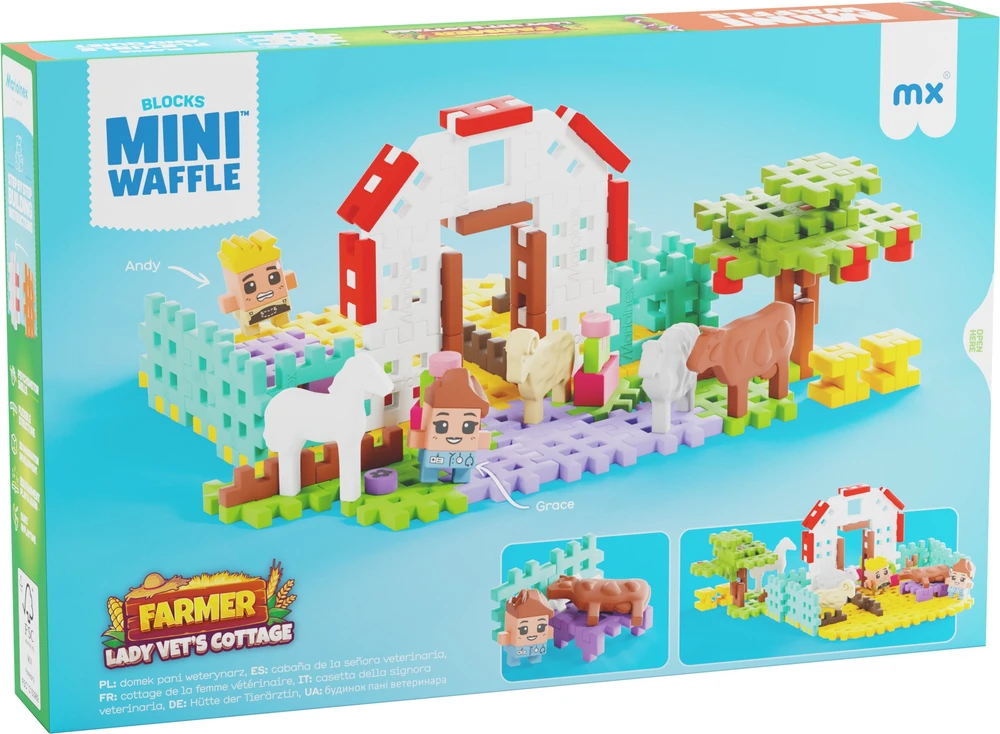 Marioinex *****Klocki waffle Farmer domek 100el 07580