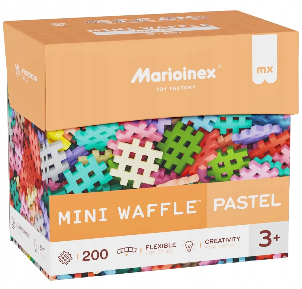 Marioinex mini vafliniai kaladėlės, 200 pastelinių spalvų