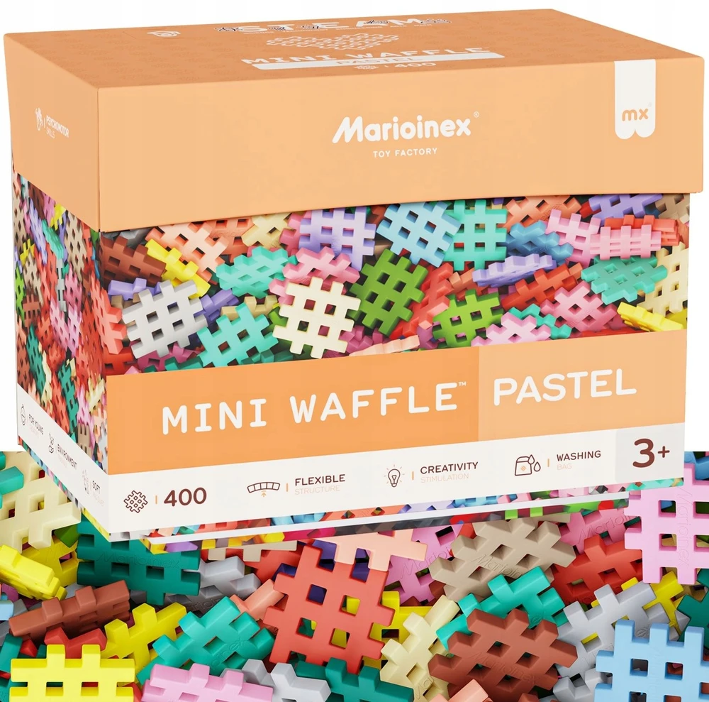 „Marioinex“ mini vafliniai kaladėlės, 400 pastelinių spalvų
