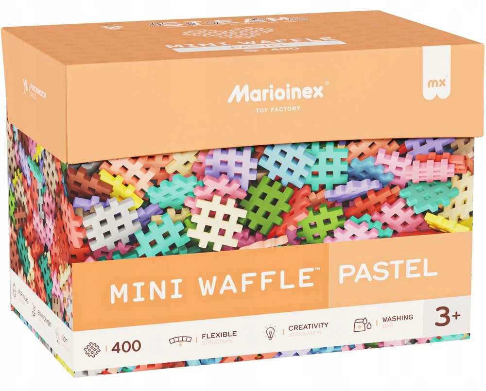 „Marioinex“ mini vafliniai kaladėlės, 400 pastelinių spalvų
