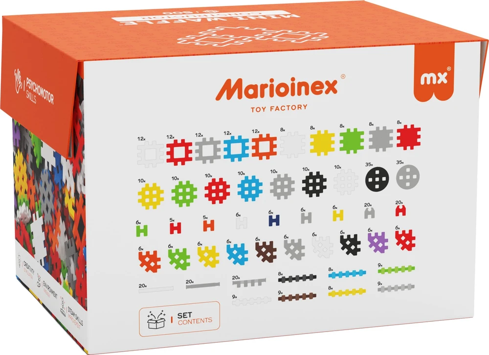 Marioinex Klocki Waffle mini 500 vnt. Konstruktor dėžutėje (902288)