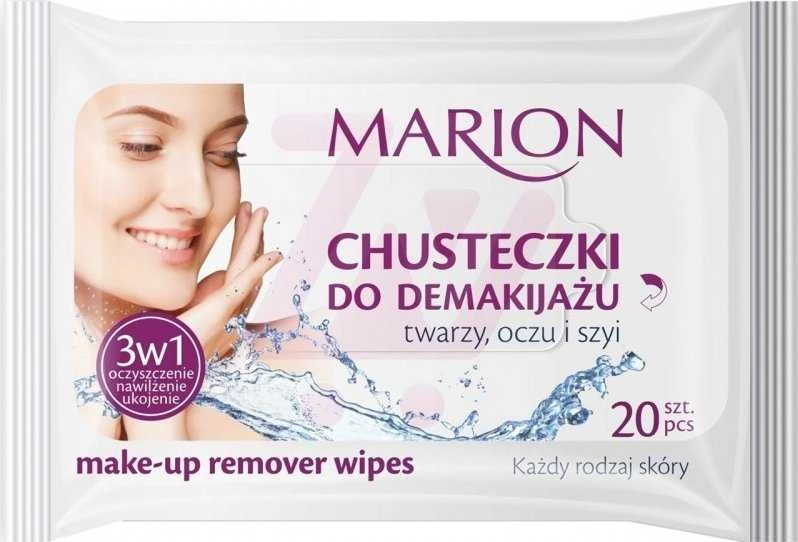 Makiažo servetėlės ​​veidui, akims ir kaklui valyti Marion 3in1, 20 vnt.