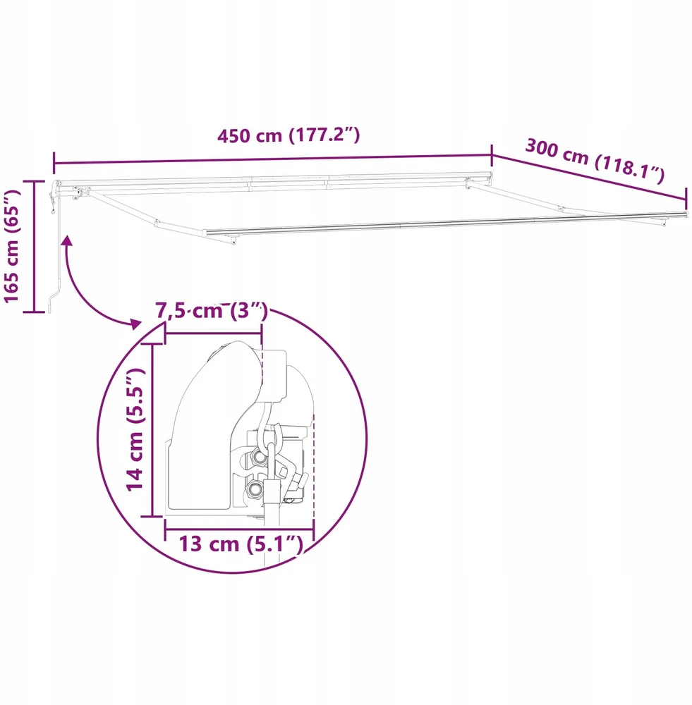 Ištraukiama markizė Įvairiaspalvis 450 × 300 cm