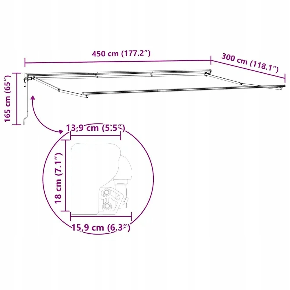 Markizės rėmas Balta 450 × 300 cm Poliesteris su PU danga
