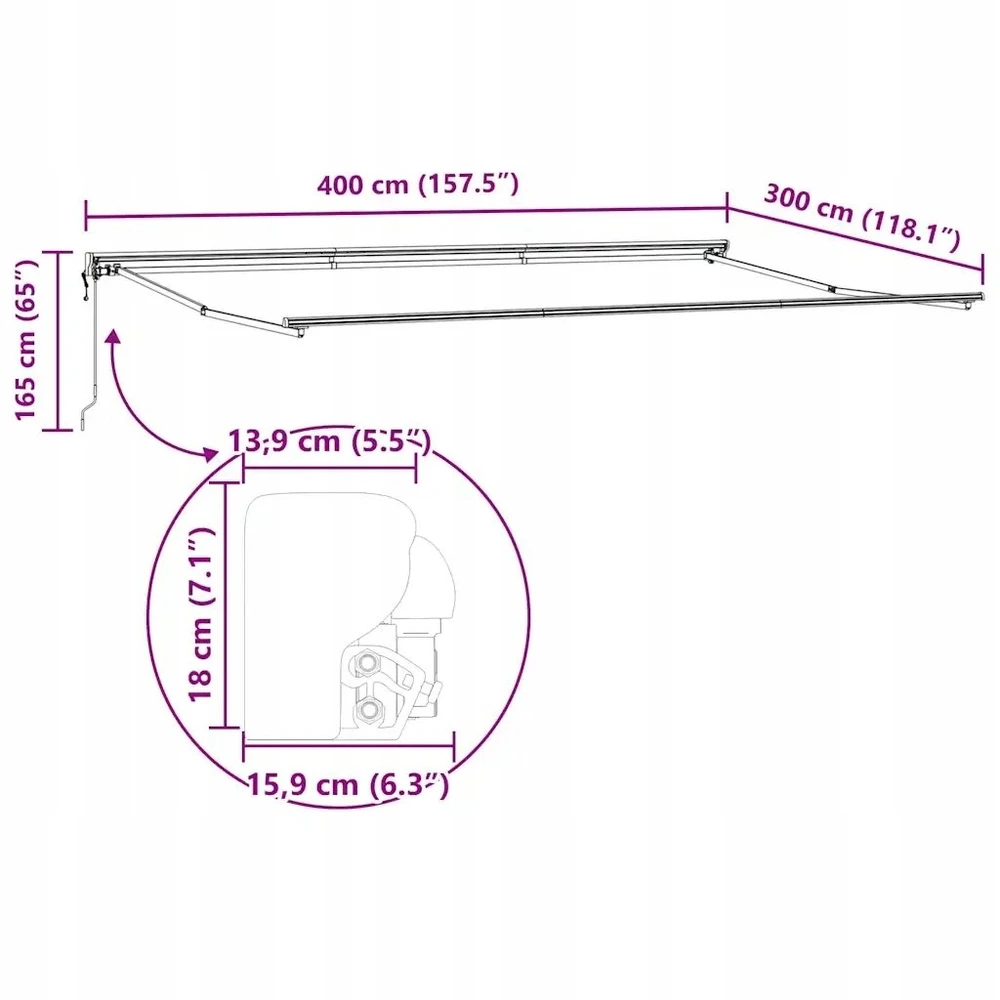 Markizės rėmas Kreminė 400 × 300 cm Poliesteris su PU danga