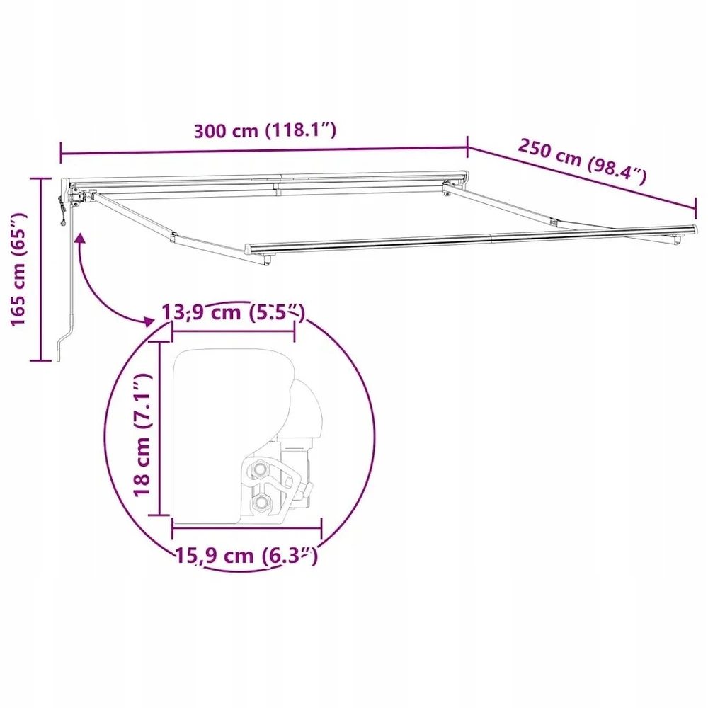 Markizės rėmas Geltonas ir Pilkas 300 x 250 cm