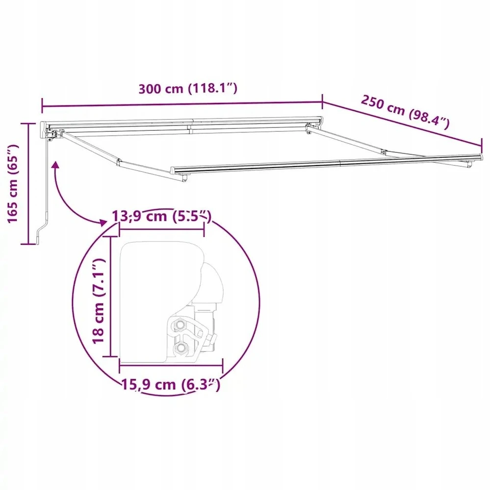 Markizės rėmas Oranžinis ir Juodas 300 x 250 cm