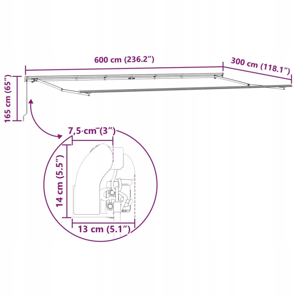 Ištraukiama markizė Oranžinė ir ruda 600 × 300 cm