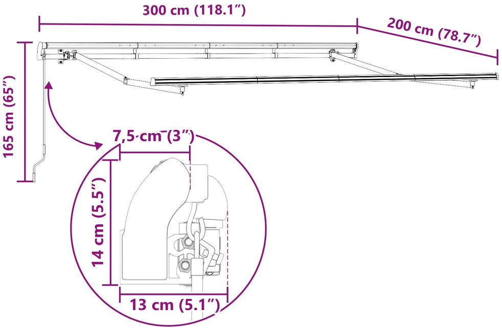 Markizės rėmas Balta 3 x 2 m Metalas