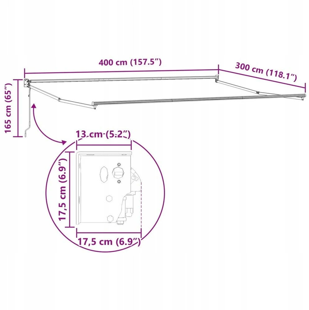 Ištraukiama markizė Įvairiaspalvis 400 × 300 cm