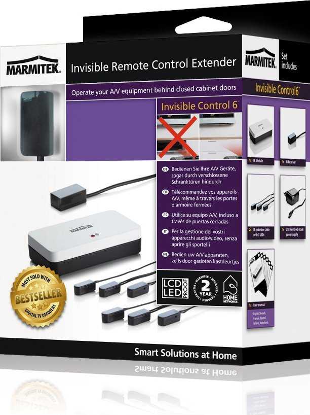 Marmitek Invisible Control 6, Garsas, TV, TV imtuvas, TV priedėlis, Juoda, Balta, 10 m, 60°, 30–60 kHz, DC, USB