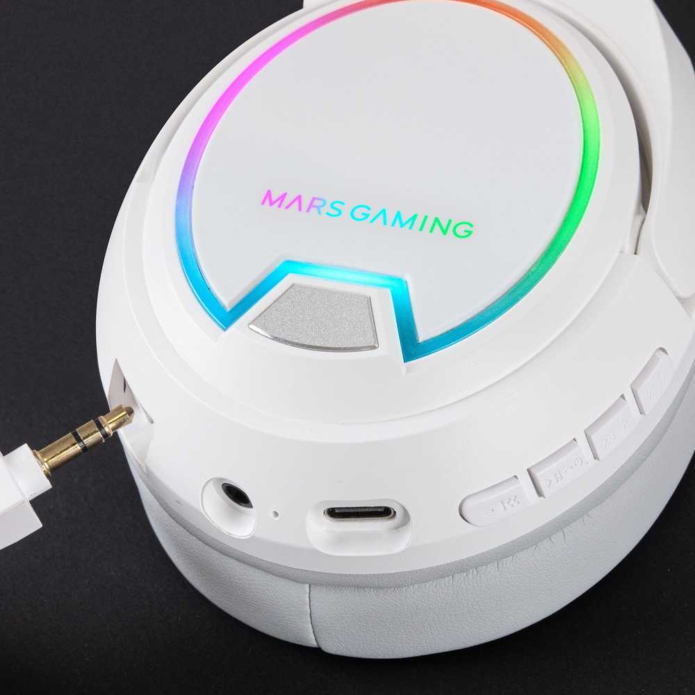 Mars Gaming belaidės žaidimų ausinės 2.4GPRO su mikrofonu, 50 mm, baltos MHW100W