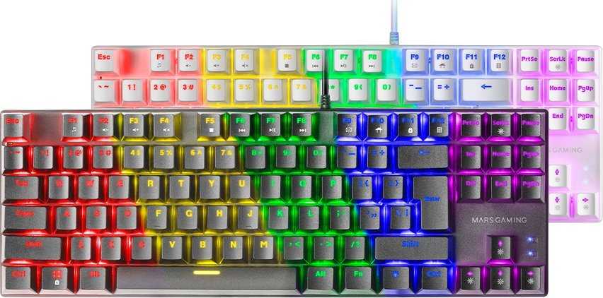 „Mars Gaming MK80“ mechaninė žaidimų klaviatūra RGB / rudas jungiklis / JAV