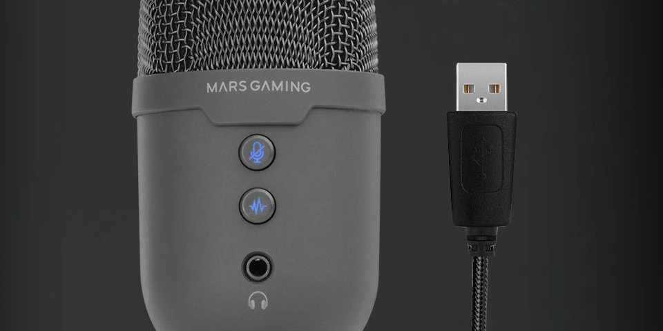 „Mars Gaming MMICCX“ didelės raiškos ENC stalinis kardioidinis mikrofonas USB / ARGB