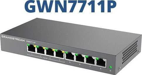 Šakotuvas Grandstream GWN7711P Layer 2 Lite valdomas jungiklis, 8 portů, 4x PoE / PoE+