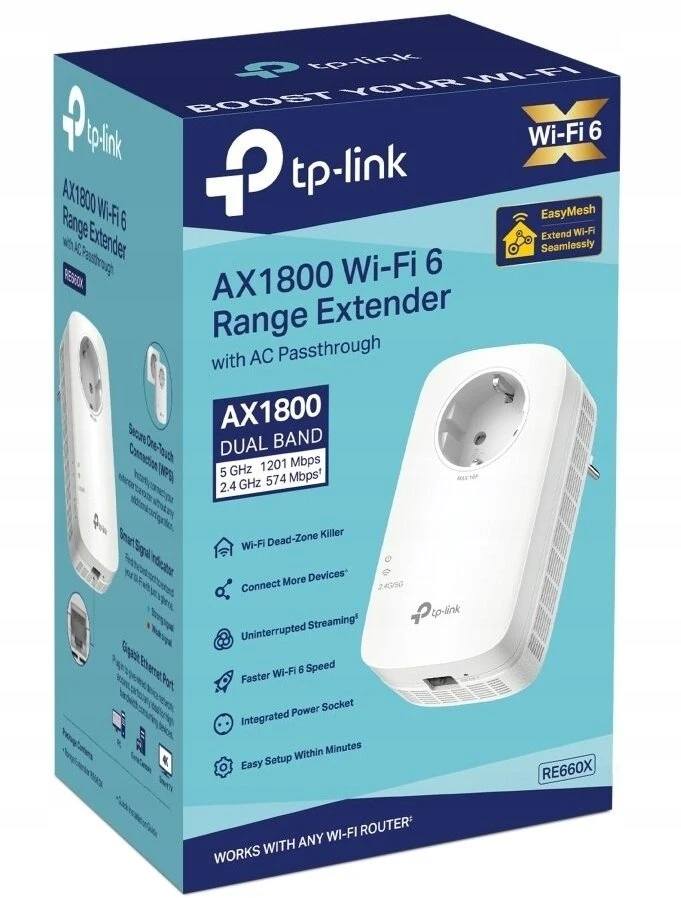 Maršrutizatorius TP-LINK dviejų dažnių „Wi-Fi 6“ diapazono plėtiklis | RE660X | 2,4 GHz, 5 GHz | 802.11ax | MU-MiMO Ne | nėra PoE