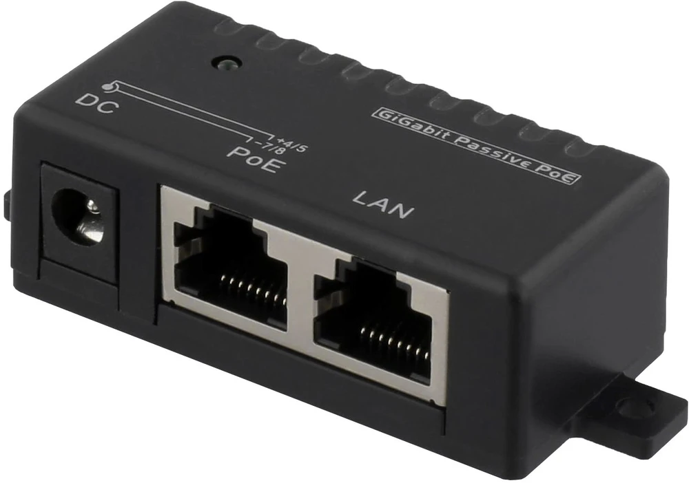DELTACO PoE gigabito injektorius, skirtas PoE / PoE +, 10/100 / 1000 Mbps, 48 W, Juodas / POE-109