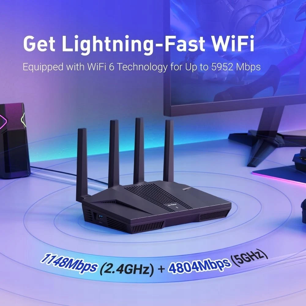 GL.iNet GL-MT6000 belaidis maršrutizatorius – WiFi 6 AX6000, 2.5G, USB 3.0
