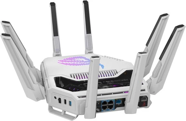 Asus | „WiFi 7“ trijų dažnių žaidimų maršrutizatorius | ROG Rapture GT-BE19000AI | 802.11ax | 10/100/1000 Mbit/s | Ethernet LAN (RJ-45) jungtys 1 | Mesh palaikymas: Taip | MU-MiMO: Taip | 4G/5G | Antenos tipas: Išorinė