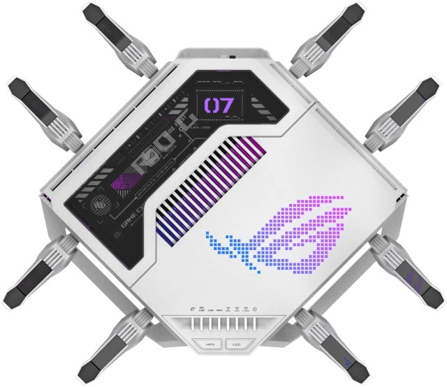 Asus | „WiFi 7“ trijų dažnių žaidimų maršrutizatorius | ROG Rapture GT-BE19000AI | 802.11ax | 10/100/1000 Mbit/s | Ethernet LAN (RJ-45) jungtys 1 | Mesh palaikymas: Taip | MU-MiMO: Taip | 4G/5G | Antenos tipas: Išorinė