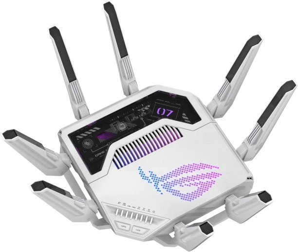 Asus | „WiFi 7“ trijų dažnių žaidimų maršrutizatorius | ROG Rapture GT-BE19000AI | 802.11ax | 10/100/1000 Mbit/s | Ethernet LAN (RJ-45) jungtys 1 | Mesh palaikymas: Taip | MU-MiMO: Taip | 4G/5G | Antenos tipas: Išorinė