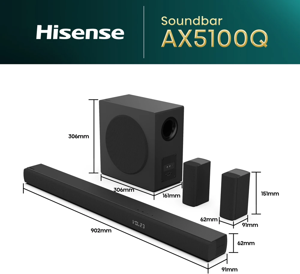 Maršrutizatorius Hisense AX5100Q 5.1 HDMI eARC, BT, AI EQ, Dolby Atmos, DTS:X