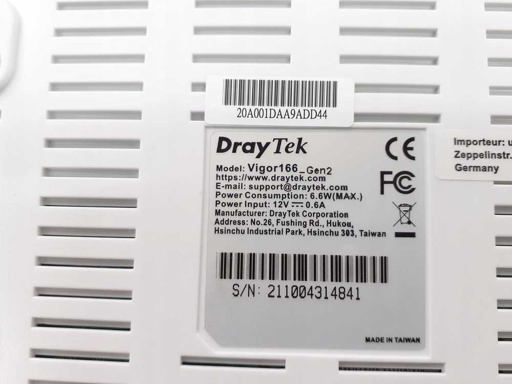Maršrutizatorius DrayTek Vigor 166V2 VDSL2 Super Vect. Modem mit G.Fast retail