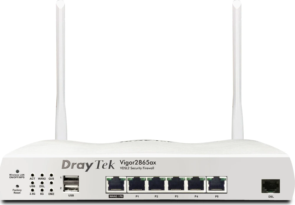 Carruzzo DrayTek Vigor 2865ax belaidis maršrutizatorius Gigabitinis eternetas Dviguba juosta (2,4 GHz / 5 GHz) Balta