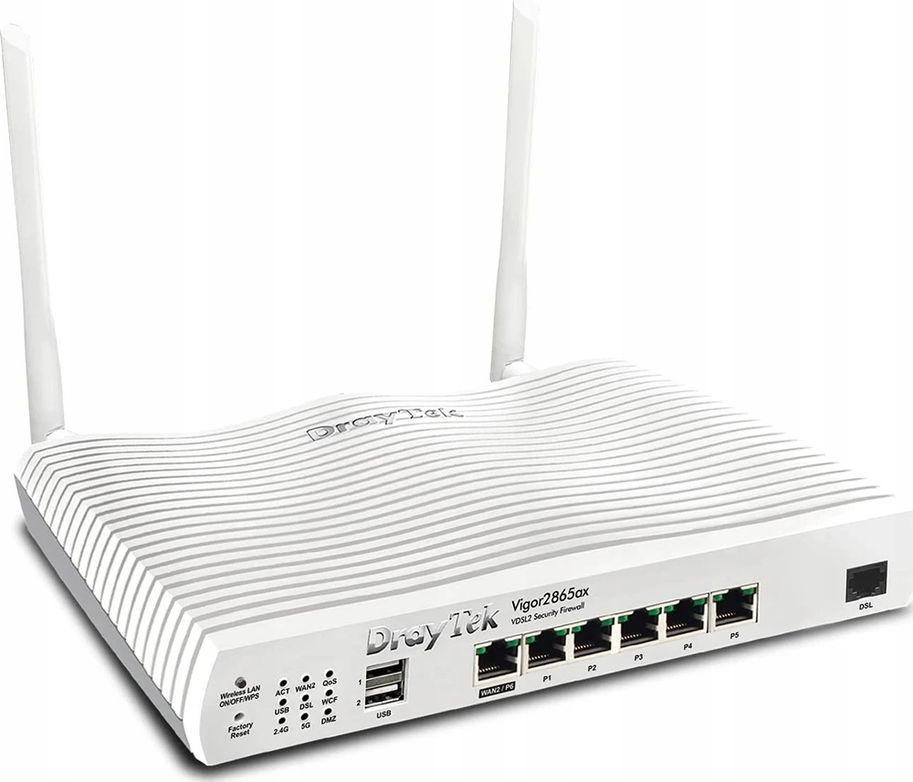 Carruzzo DrayTek Vigor 2865ax belaidis maršrutizatorius Gigabitinis eternetas Dviguba juosta (2,4 GHz / 5 GHz) Balta