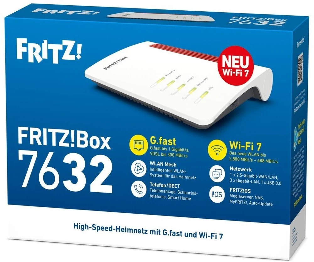 AVM Box FRITZ! 7632 belaidis maršrutizatorius Gigabitinis eternetas Dviguba juosta (2,4 GHz / 5 GHz) 5G Balta