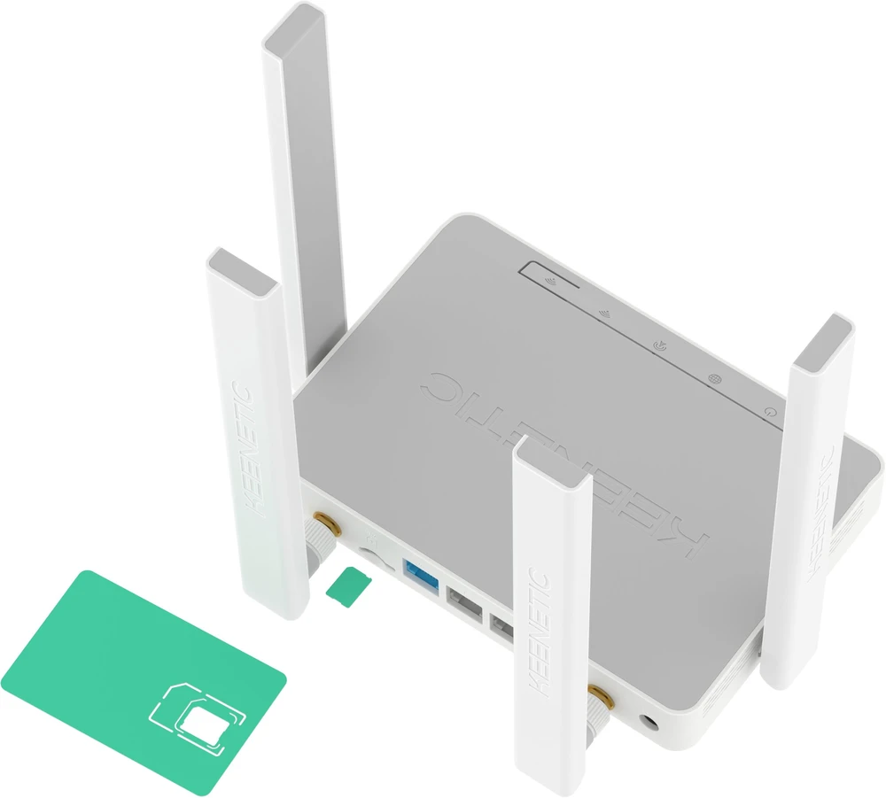 „Keenetic Explorer 4G“ (KN-4910) AC1200 Mesh Wi-Fi 5 4G modemas, maršrutizatorius su 4 prievadų išmaniuoju komutatoriumi