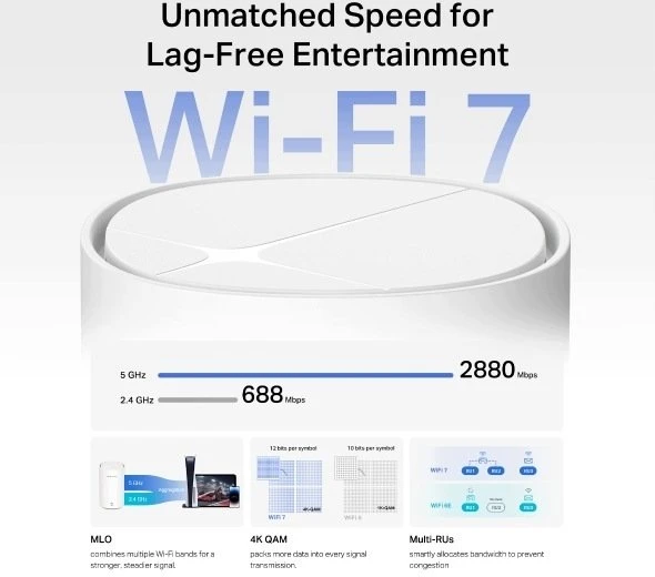 Maršrutizatorius Mercusys MERCUSYS Halo E27BE(2-pack) WiFi7 Mesh (BE3600,2,4GHz/5GHz,1x2,5GbELAN/WAN,2xGbELAN/WAN)