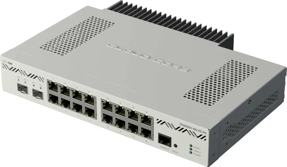 Mikrotik CCR2004-16G-2S+PC | MikroTik | Ethernet Maršrutizatorius | CCR2004-16G-2S+PC | 10/100/1000 Mbit/s | Mesh Support No | MU-MiMO No | No mobile broadband