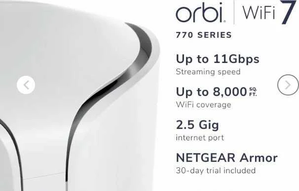 Maršrutizatorius NETGEAR Orbi 770 3 vnt. pakuotė (RBE773-100EUS)