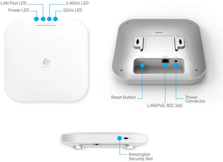Maršrutizatorius Access Point EnGenius Cloud ECW212L Vidinis valdomas WiFi6 802.11ax 2.5GbE PoE Baltas
