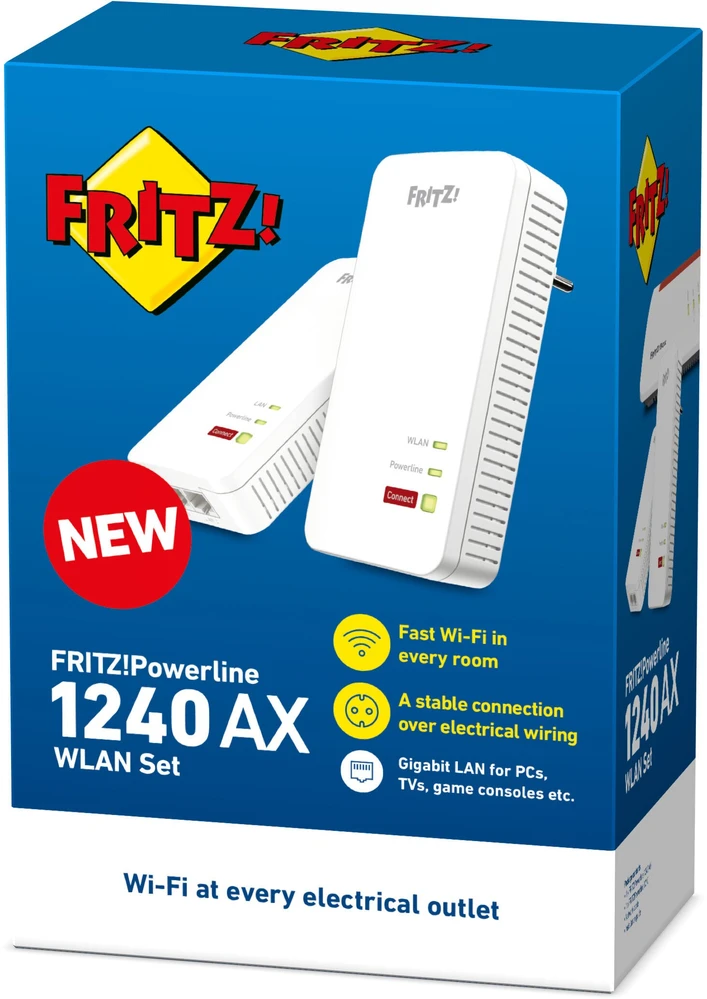 Maršrutizatorius Avm Computersysteme Vertriebs Access Point fritz! Powerline 1240 AX WLAN Set 1200 Mbit/s Baltas 2 vnt. (S0239390)