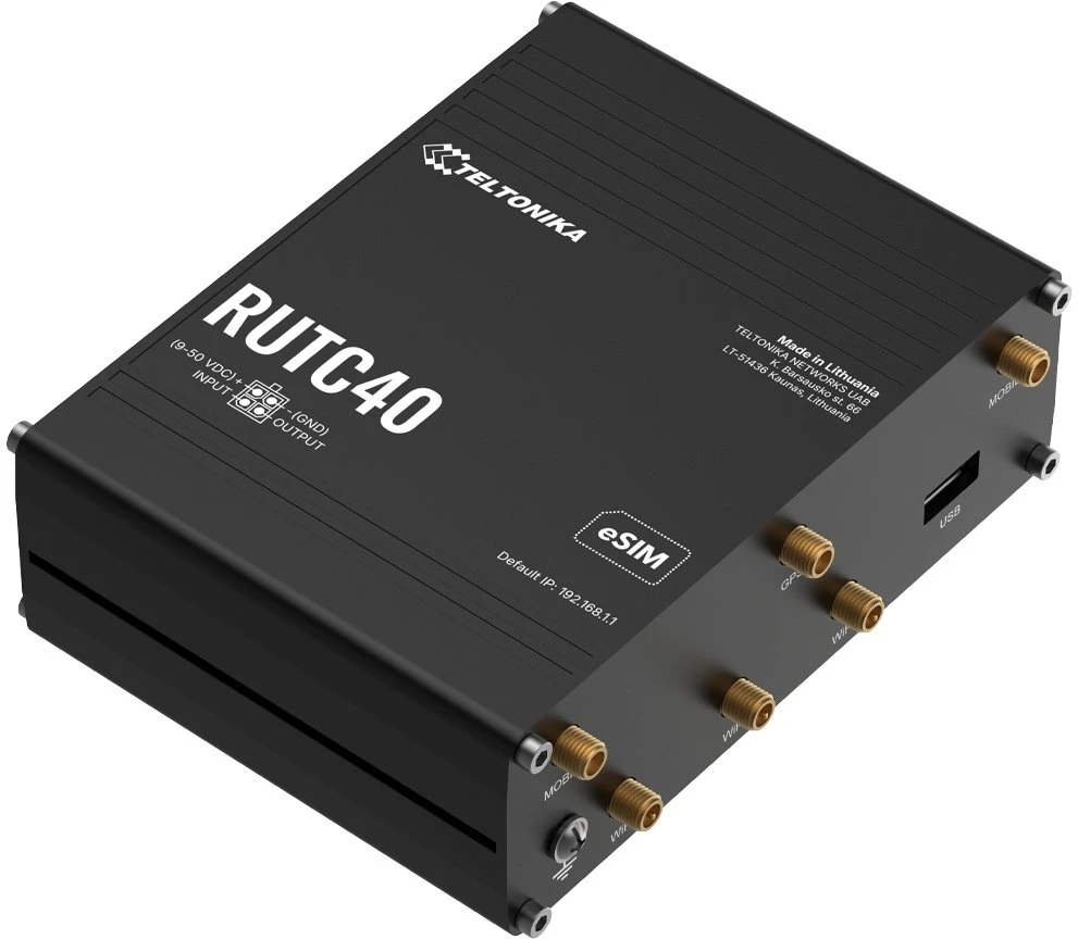 Maršrutizatorius TELTONIKA RUTC40 GLOBAL 4G EDGE ROUTER, 4G CAT4 TELIT